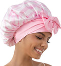 GDTOGRT Satin Silk Bonnet for Sleeping Women - Double Layer Sleep Hair Bonnets Caps for Curly Braid Hair with Tie Band