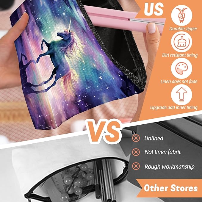 Makeup Bag Travel Cosmetic Bags Small Makeup Case Waterproof Zipper Pouch for Women Girls 7X9inches - Unicorn in A Starry And Cloudy Background