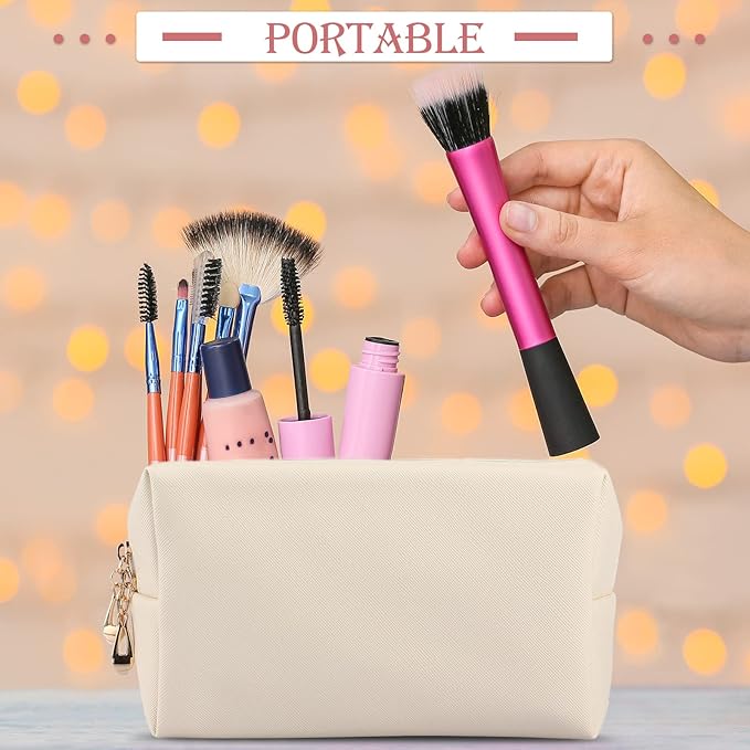 Sanwuta 9 Pcs Makeup Bags Bulk PU Double Zippers Cosmetic Bag Makeup Toiletry Christmas Small Pouch Portable Travel Organizers Case for Women Bridesmaid Party End of The Year(Vintage Colors)