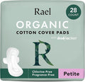 Rael Pads for Women, Organic Cotton Cover - Period Pad with Wings, Feminine Care, Sanitary Napkins, Light Absorbency, Unscented, Ultra Thin (Petite, 28 Count)