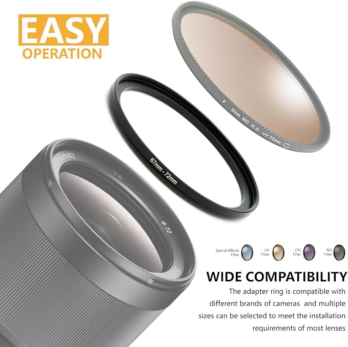 58mm to 42mm Step-up Adapter Rings Filter Adapter Black Metal Step Down Filter - Image 5