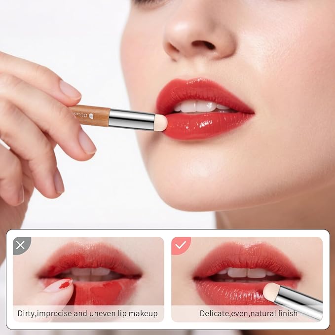 DUcare Lip Brush Lip Smudge Brush With Cap Mini Lip Makeup Brush Multi-purpose Makeup Blending Brush for Home and Travel