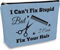 Hairdresser Gifts Hair Stylist Makeup Bag Hairstylist Present Cosmetic Bags Funny Hair Dresser Gift Christmas Graduation Birthday Present for Hairdresser Barber Salon Blue Cosmetic Pouch Makeup Case