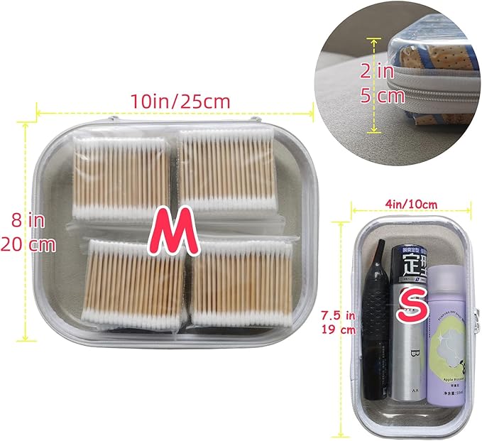 Clear Hard Shell Zipper Case Upgraded Thicker Transparent Pencil Case Toiletry Pouch, Clear Zipper Pouches Hard Shell Travel Organizer, Cosmetic Bag, Lidded Storage Bins Playroom Toy Bin (MM)