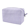 GFU Cosmetic Bags for Women, Seersucker Cosmetic Bag, Travel Toiletry Stripe Makeup Bag, Large Women Aesthetic Organizer Storage Pouch, Girls Handbags Purses,Purple