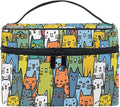 MNSRUU Makeup Bags, Cute Cat Makeup Organizer Bags Toiletry Bag Box Travel Cosmetic Bag Make Up Train Case for Women Teen Girl Ladies