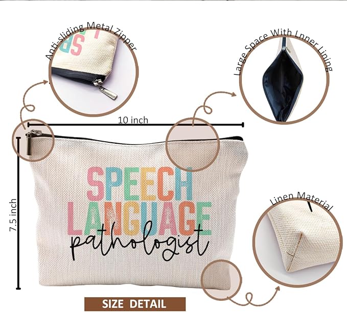 Speech Language Pathologist Gifts Makeup Bag for Women, SLP Gifts for Speech Language Pathologist, Speech Therapist Gifts, LP Appreciation Gifts, Speech Therapy Makeup Cosmetic Bag for Purse