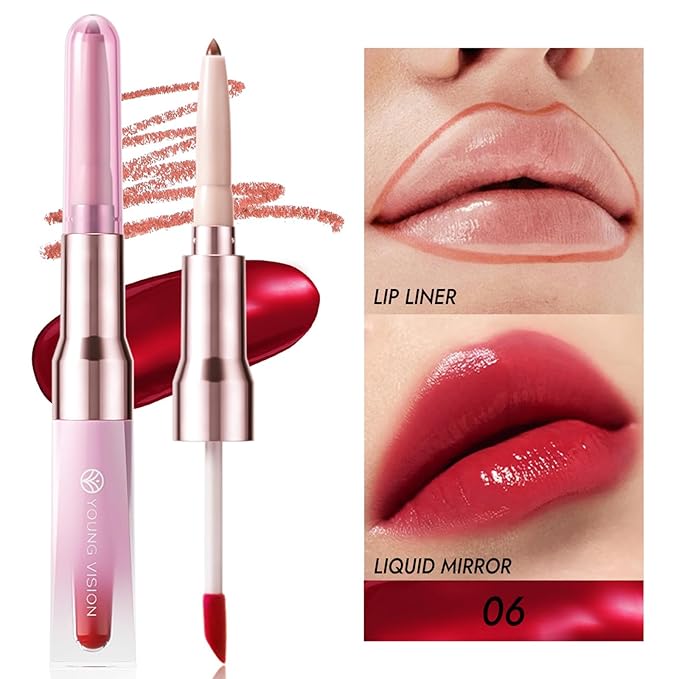 3 PCS Lip Liner and Lip Stain Combo Set, High Pigmented Long Lasting Velvet Lip Tint, Well-Defined Lipliner, Weightless Waterproof Not Animal Tested, Matte Finish Makeup