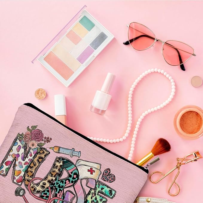 Nurse Makeup Bags,Nurse Gifts for Women,Nurse Cosmetic Bags With Zipper,Nurse Gifts for Nursing Student,Student Nurse Gifts(Pink)