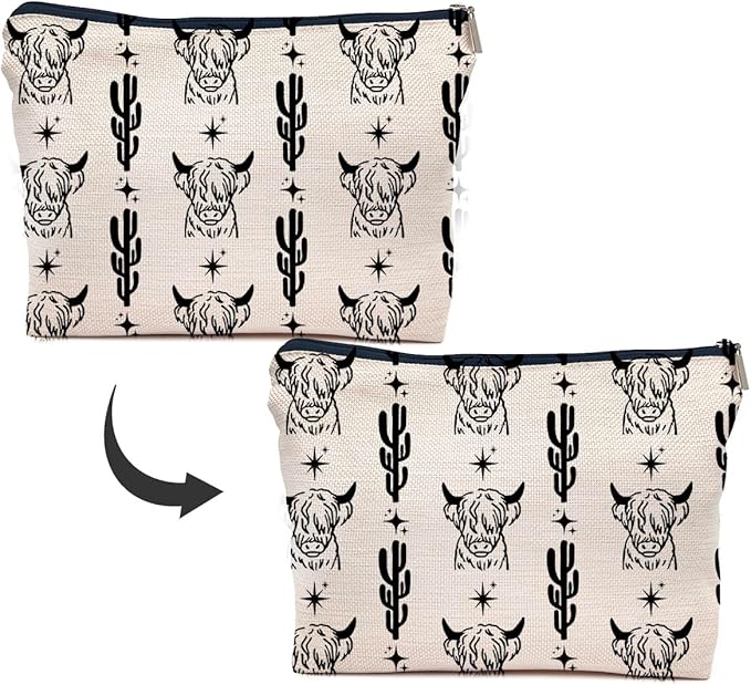 IWXYI Western Bag,Western Gifts for Women,Western Cow Makeup Bags With Zipper,Western Cow Make Up Bag Zipper Pouch Travel Toiletry