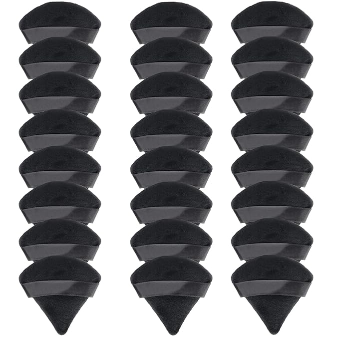 24 Pieces Triangle Powder Puff, Washable Cotton Face Makeup Puff for Loose Powder Body Cosmetic Foundation Sponge Makeup Tool (24Black), Christmas Gifts Stocking Stuffers
