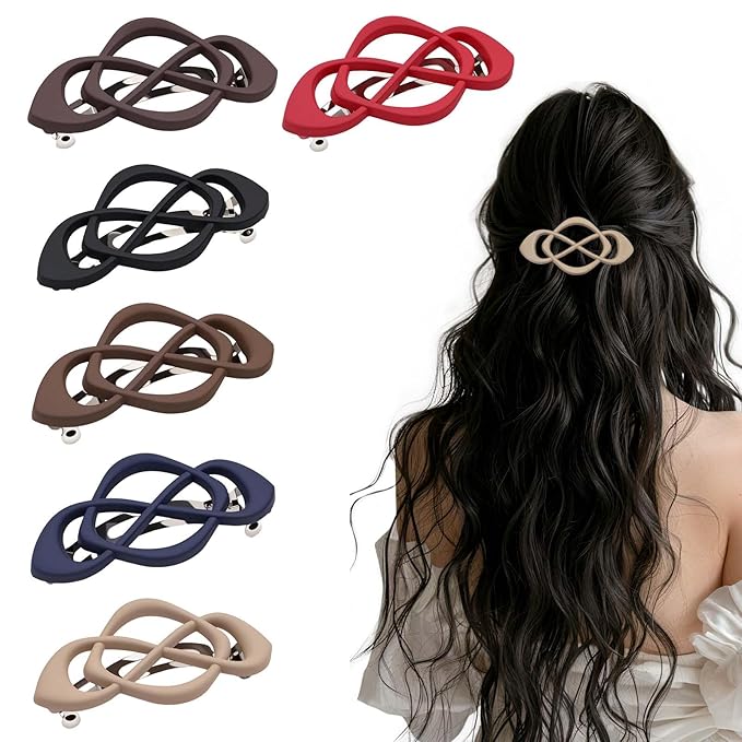 Vintage French Barrette Hair Clips, Hair Barrettes Hair Accessories for Women Girls, Elegant Retro Non Slip Clip with Classic Design Thick to Thin, Stylish Accessories Hair (Color Mixing A, 6PCS)