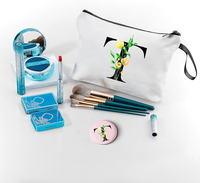 Birthday Maid of Honor Gifts for Women Her Mom Team Teacher Friend Bridesmaid Bride Personalized Makeup Cosmetic Bag with Mirror Valentines Mothers Day Christmas Graduation T