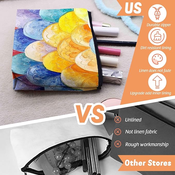Cosmetic Bags Travel Makeup Toilet Case Waterproof Pouch for Women Girls 6.7X9.45inches - Colorful Scales Pattern in A Dreamy Design