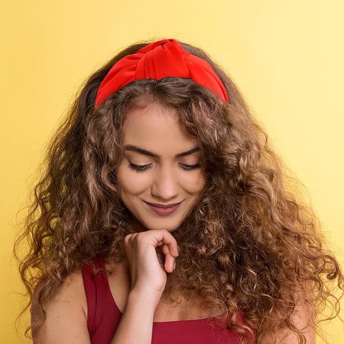 VELSCRUN Headband 2 Pack Black, Red - Wide Knotted Headbands for Women. Non Slip Hair Bands, Silk Satin Hair Accessories. Fashion Hair Styling Accessories. Ideal Gift for Sisters, Girls, Women.