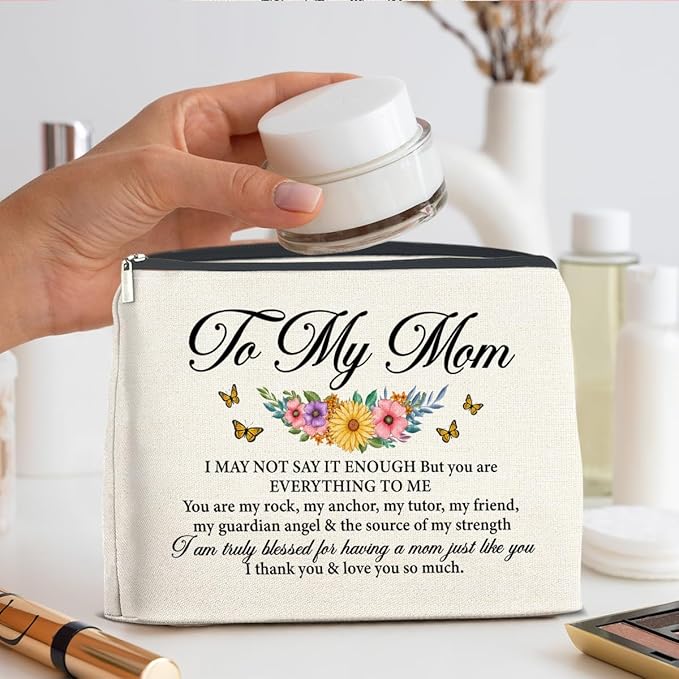 Mom Gifts Makeup Bag Christmas Birthday Thanksgiving Gifts for Mother Mom Cosmetic Bag Zipper Makeup Pouch