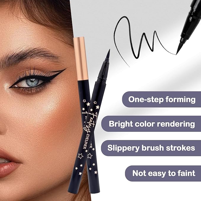 Beauty Fantasy Eyeliner Pen – Ultra-Fine Felt Tip, Waterproof & Smudge-Proof Liquid Eyeliner, 24H Long Wear, Jet Black, Quick-Drying, Cruelty-Free, 0.01 FL.OZ/0.4 ML