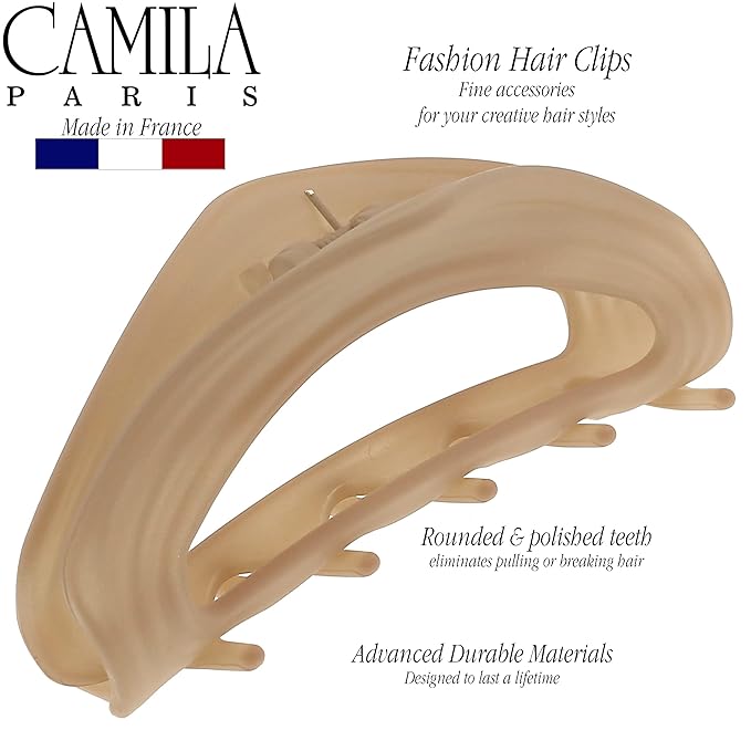 Camila Paris CP3528 French Hair Clip for Women, Beige, Girls Hair Claw Clip Jaw Fashion Durable and Styling Hair Accessories for Women, Luxury Ladies Strong Hold No Slip Grip Clamp, Made in France