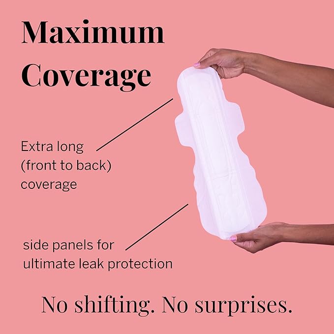 Pixie Cup Organic Cotton Postpartum Pads for Women - Extra Heavy Absorbency with Wings - Leak-Proof, Hypoallergenic & Unscented for Feminine Care - Compostable, Biodegradable - 24 Count