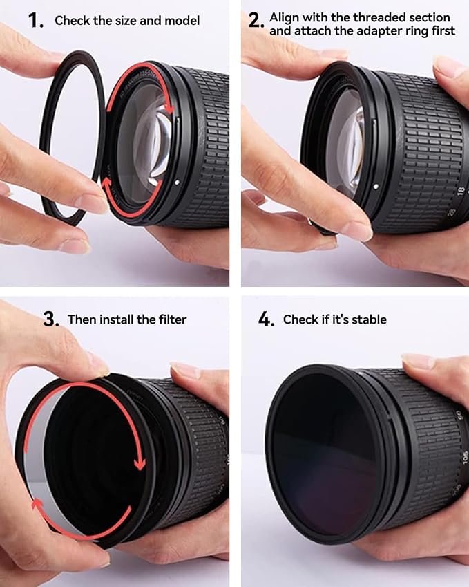 58-82mm Metal Step-Up/Down Ring Adapter Compatible - Image 7