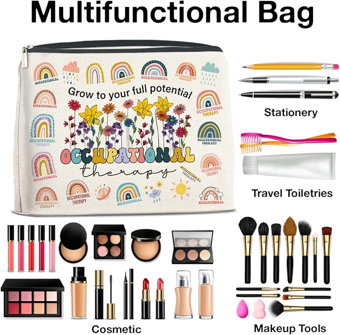 Occupational Therapy Gifts Makeup Bag Occupational Therapist Gifts OT Grow to Your Full Potential Zipper Makeup Pouch