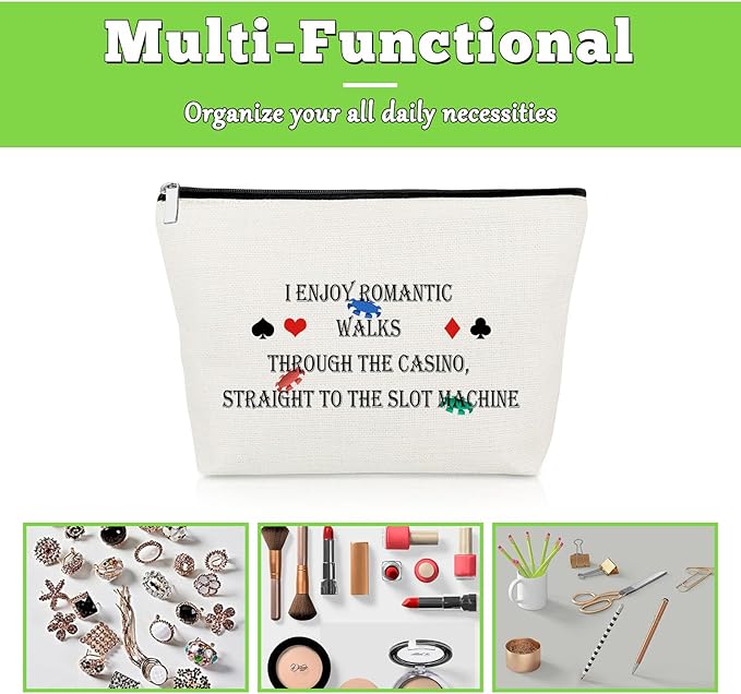 Funny Gambling Gifts Makeup Bag Casino Lover Gift Gambler Presents Lucky Casino Cosmetic Bag Friendship Presents for Best Friend Sister Coworker Gambler Lover Christmas Birthday Travel Cosmetic Pouch