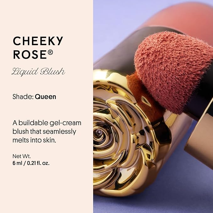 Winky Lux Cheeky Rose Liquid, Gel-Cream with Buildable Color, Lightweight Velvet Finish, Long-Lasting Neutral Rose Shade, Queen