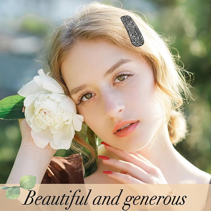 Rhinestone and Crystal Hair Clips 2-Pack, Sparkly Barrettes & Elegant Bling Accessories for Women & Girls(Set18)