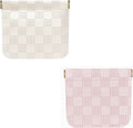 Leather Pocket Cosmetic Bag for Purse,Coin Purse Lipstick Cosmetic Accessories Organizer, Travel Kit Storage Pouch,Waterproof Portable No Zipper Self-closing (Pink+White/Small)