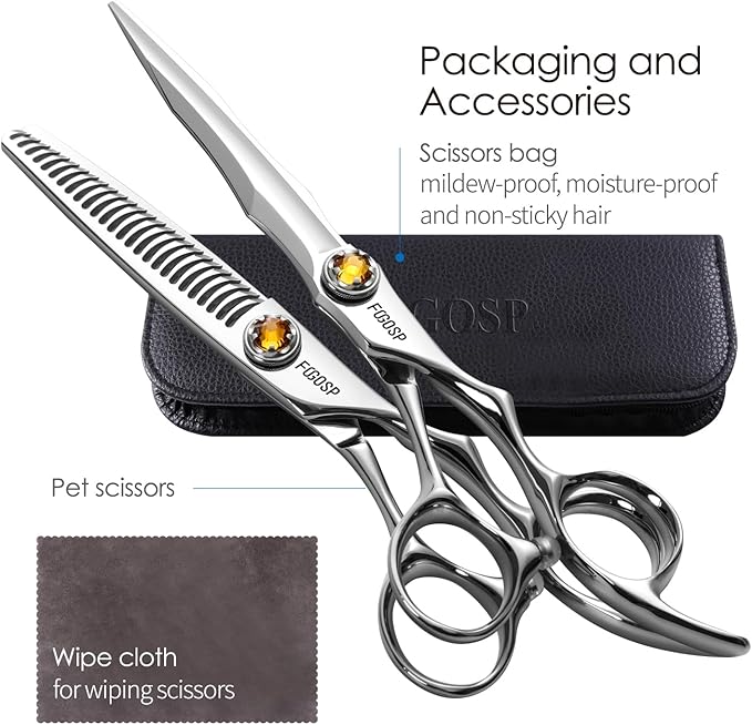 6" Professional Hair Shears Set Japanese VG10 Stainless Steel Sharp CNC Scissors Lightweight Smooth Cutting Barbers Straight and Thinning Scissors Kit for Salon Professionals