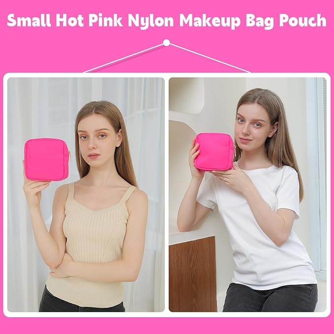 Travel Essentials Makeup Bag for Women Water-resistant Toiletry Organizer Nylon Cosmetic Pouch Preppy Stuff