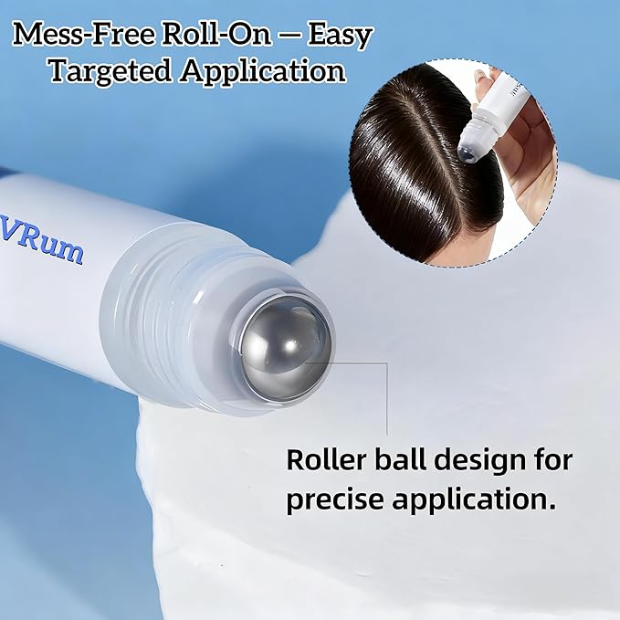 Rosemary Hair Growth Serum Roll-On for Thinning Hair with Saw Palmetto & Tea Tree — Lightweight, Non-Greasy Scalp Oil for Hair Regrowth Support