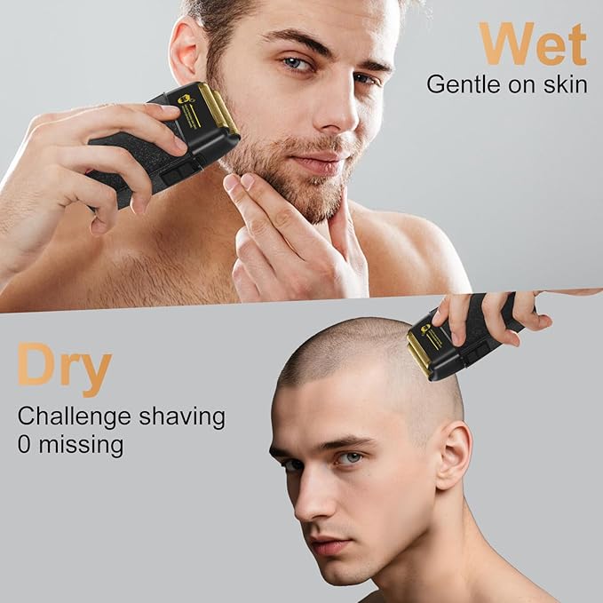 GEC 2-in-1 Electric Shaving Razor, Rechargeable Razor with LED Display, Men's Beard Trimmer for Facial Beauty Products, Bald Head haircutting, Metal Body