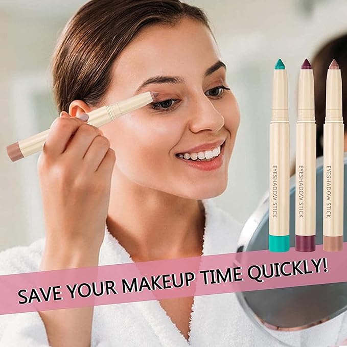 Eyeshadow Makeup, Waterproof Hypoallergenic Long Lasting Eye Liner, Highlighter Matte Cream Eye Shadow Stick, Glitter Primer Palette Shimmer Eyeliner Pen, Grass Green