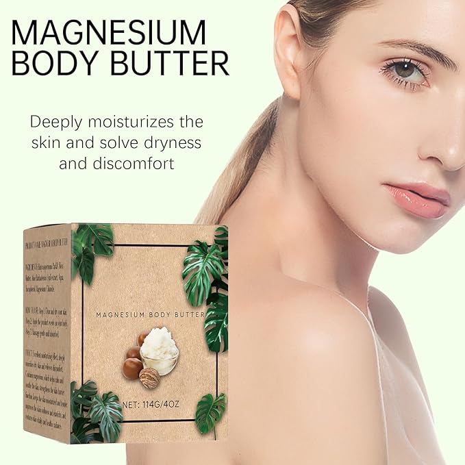 Magnesium Body Butter, Magnesium Cream Deeply Skin Moisturize Keep Skin Soft & Smooth for All Skin Types (1pcs) .