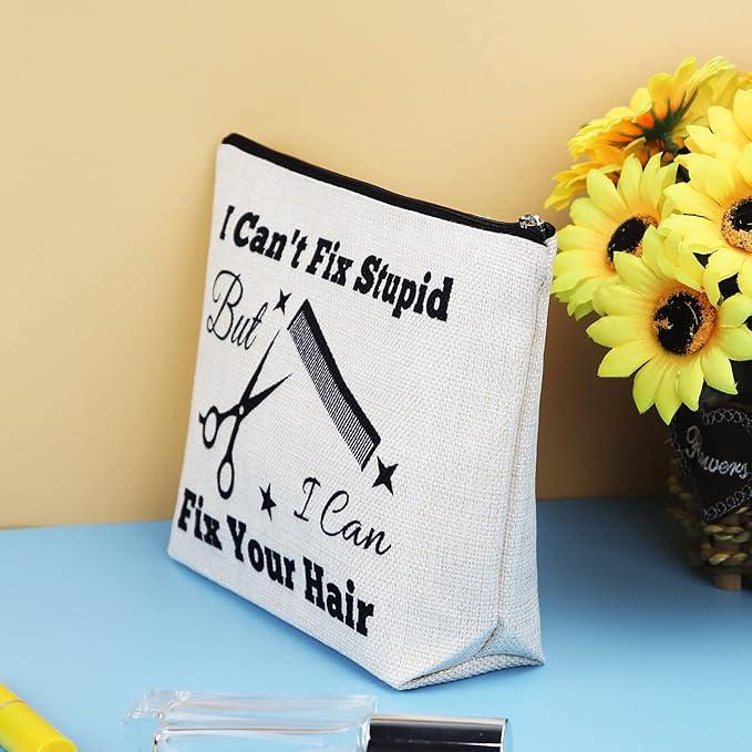 Hairdresser Gifts Hair Stylist Makeup Bag Hair Stylist Gifts Cosmetic Bags Funny Hair Dresser Gift Cosmetic Pouch Zipper Makeup Case Christmas Inspirational Graduation Gift for Hairdresser