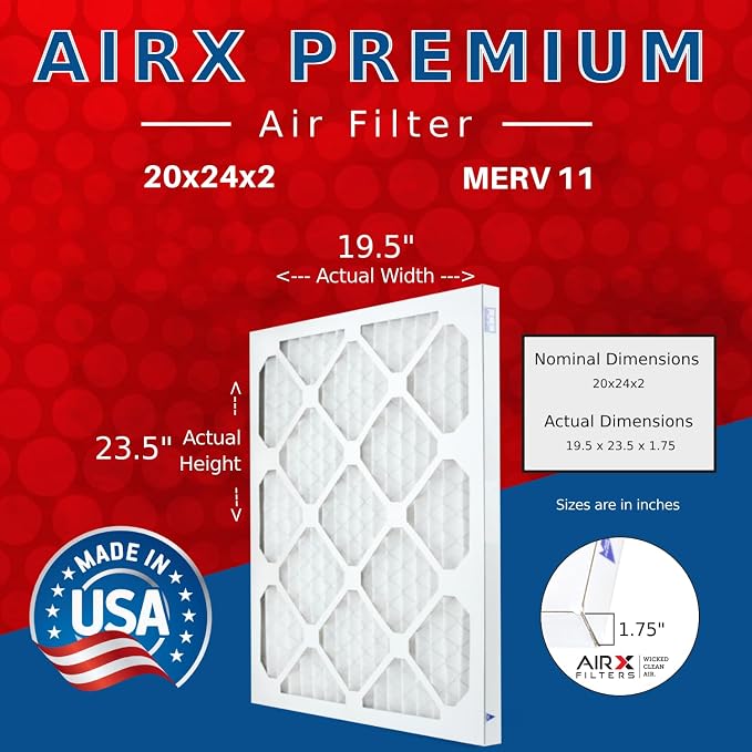 AIRX FILTERS WICKED CLEAN AIR. 20x24x2 Air Filter MERV 11 Electrostatic Pleated - Image 2