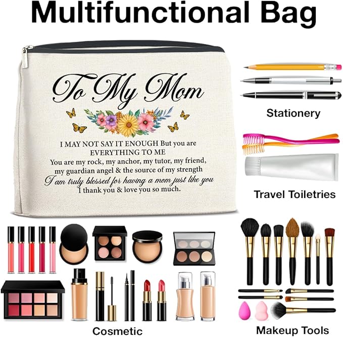 Mom Gifts Makeup Bag Christmas Birthday Thanksgiving Gifts for Mother Mom Cosmetic Bag Zipper Makeup Pouch