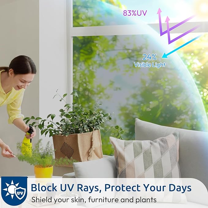 rabbitgoo Window Privacy Film One Way Window Tint for Home, Removable Reflective Heat Sun Blocking Anti UV Glass Door Covering, Mirror Tinting Film House Office, 17.5 in X 13.1 Feet, Silver