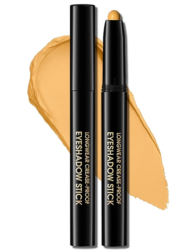 Erinde Waterproof Eyeshadow Stick, Cream Eye Shadow Stick, Long-Lasting, Crease-Proof, Cream to Powder Buildable & Blendable Eye Shadow Pencils Crayon, Vegan & Cruelty-Free, 07 Sun