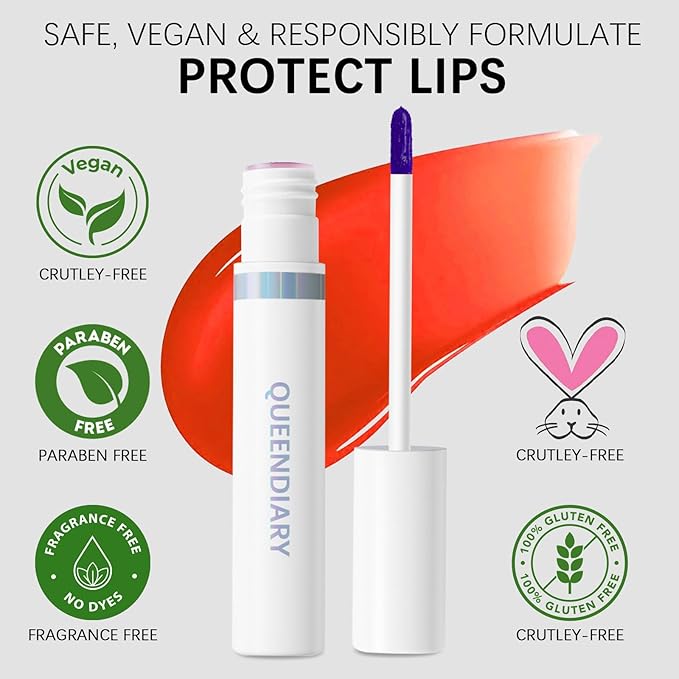 QueenDiary lip stain peel off lip gloss all day long lasting Waterproof and Transferproof lip tint - matte finish peel off lip liner (03#Confident)