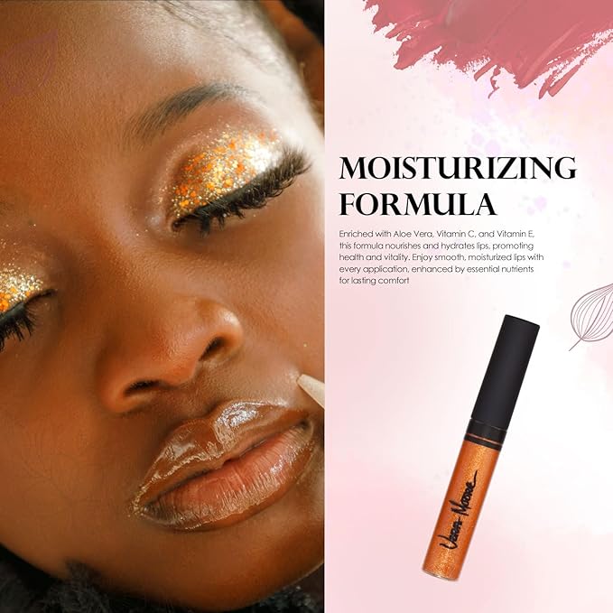 Vera Moore Lip Gloss, Moisturizing Lip Color with Shimmer for Long Lasting Shine, Lightweight Lip Stain, Girls Non-Sticky Lip Gloss with Aloe Vera, W/Vitamin C, E (Topaz, One Size)