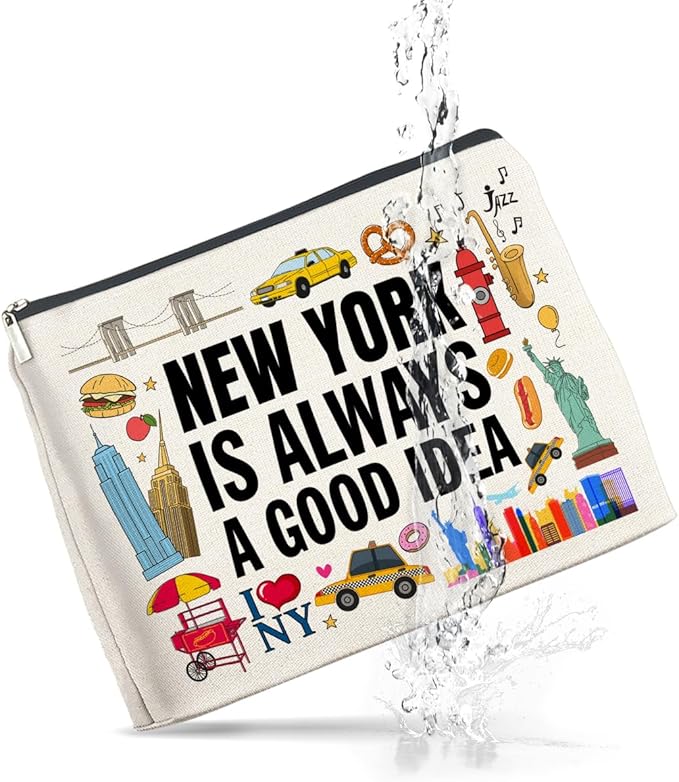 New York Travel Gifts Makeup Bag - New York Lovers Cosmetic Bag with Zipper