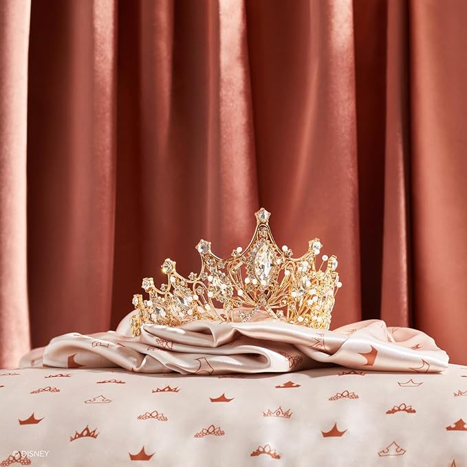 Kitsch & Disney Desert Crown Satin Pillowcase, Softer Than Silk Pillow Cases King, Cooling Pillow Covers, Satin Pillowcase with Zipper for Hair, Skin & Quality Sleep, Wrinkle-Free & Smooth, 19"x36"