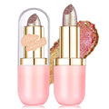 Gold Holographic Glitter Lipstick Makeup, Metallic Lip Stick Long Lasting Lightweight Non-Sticky Hydrating Lip Tinted Full Coverage High-Shine Shimmer Chameleon Lipstick for Women