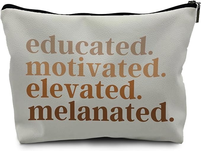 Nogrit African American Gifts,Black Women Girls Gifts,Black Women Makeup Bag Cosmetic Bag, Melanin Makeup Travel Toiletry Bag,PU