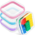 Hoolerry 4 Pcs Hard Clear Zipper Case Makeup Bags Plastic Pencil Pouch Transparent Storage Box Containers for Cosmetics, Snacks, Building Blocks, Puzzles(Multicolor,5 x 5 x 2 in)