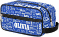 Personalized Name Makeup Bag, Custom Women Cosmetic Travel Toiletry Bag Pouch Organizer for Vacation Weekend Royal Blue