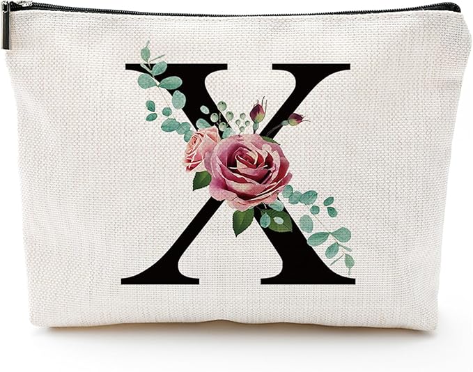 A-Z Personalized Makeup Bag, Monogrammed Bridesmaid Presents Cosmetic Bag, Portable Stationary Storage Organizer, Friendship Travel Makeup Bags