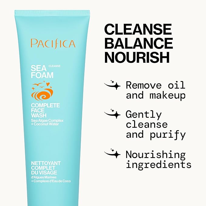 Pacifica Face Wash Set - Preppy Skincare Gift Set Value Kit for Holidays | Brightens, Tones and Deep Cleans |Glow Baby, Kale Detox and Sea Foam | 3 Pack